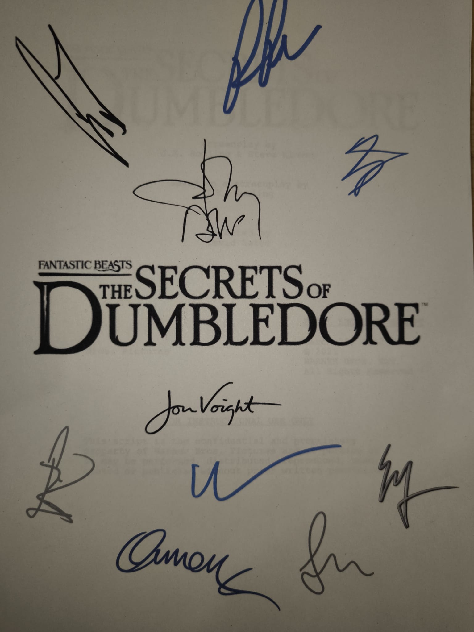 Guión Animales fantásticos: Los secretos de Dumbledore.