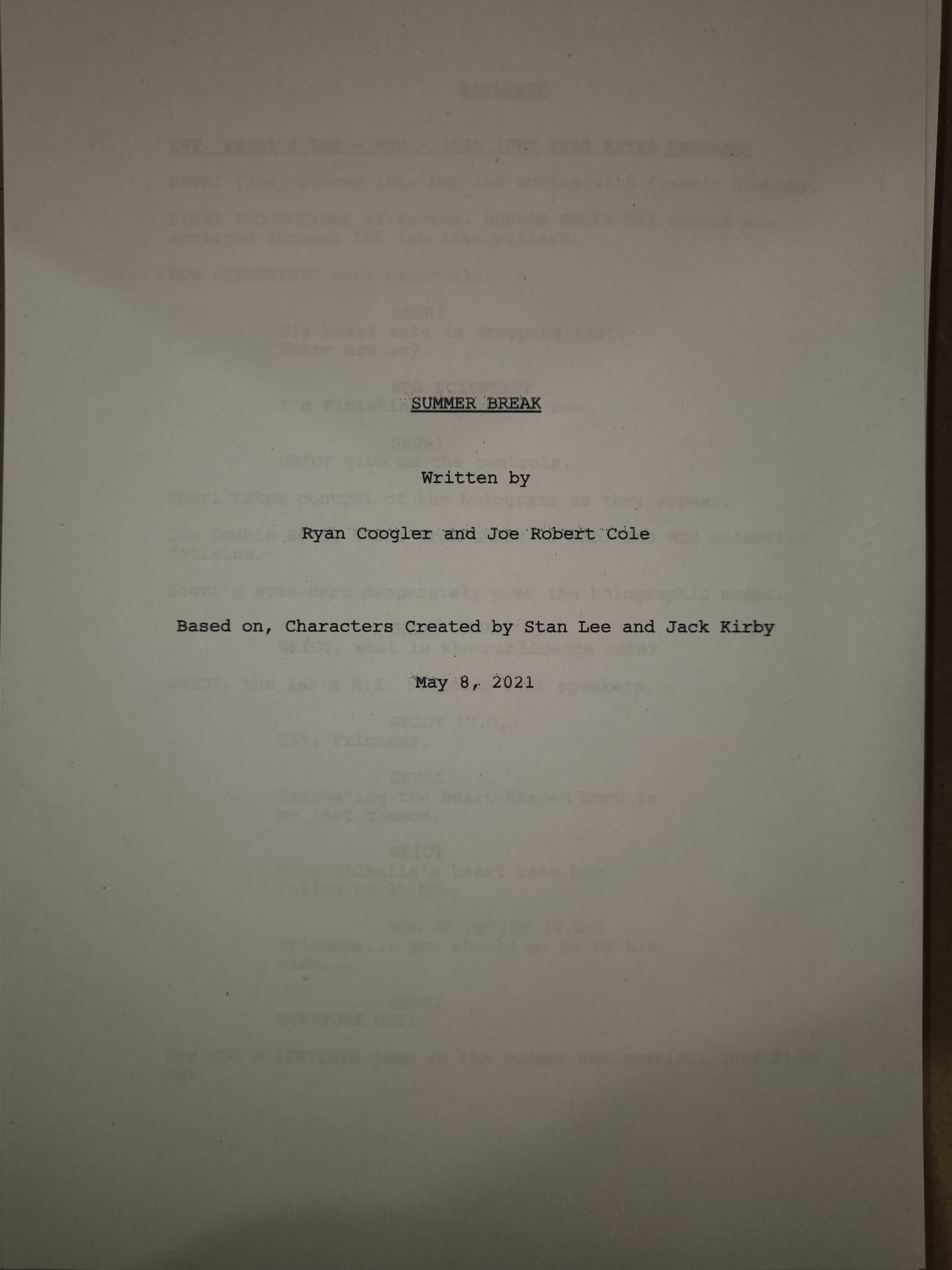 Guión Black Panther