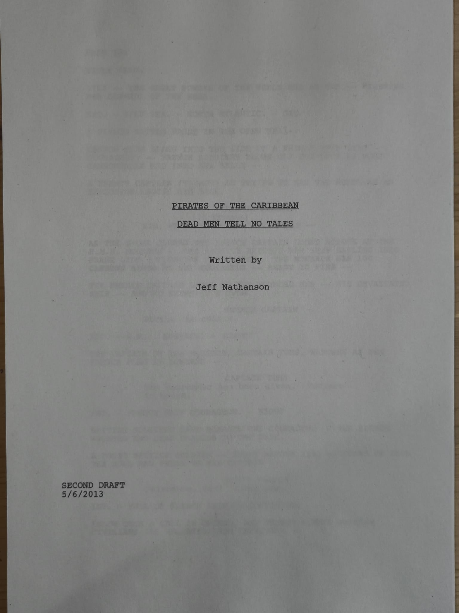 Guión Piratas del Caribe – La Venganza de Salazar