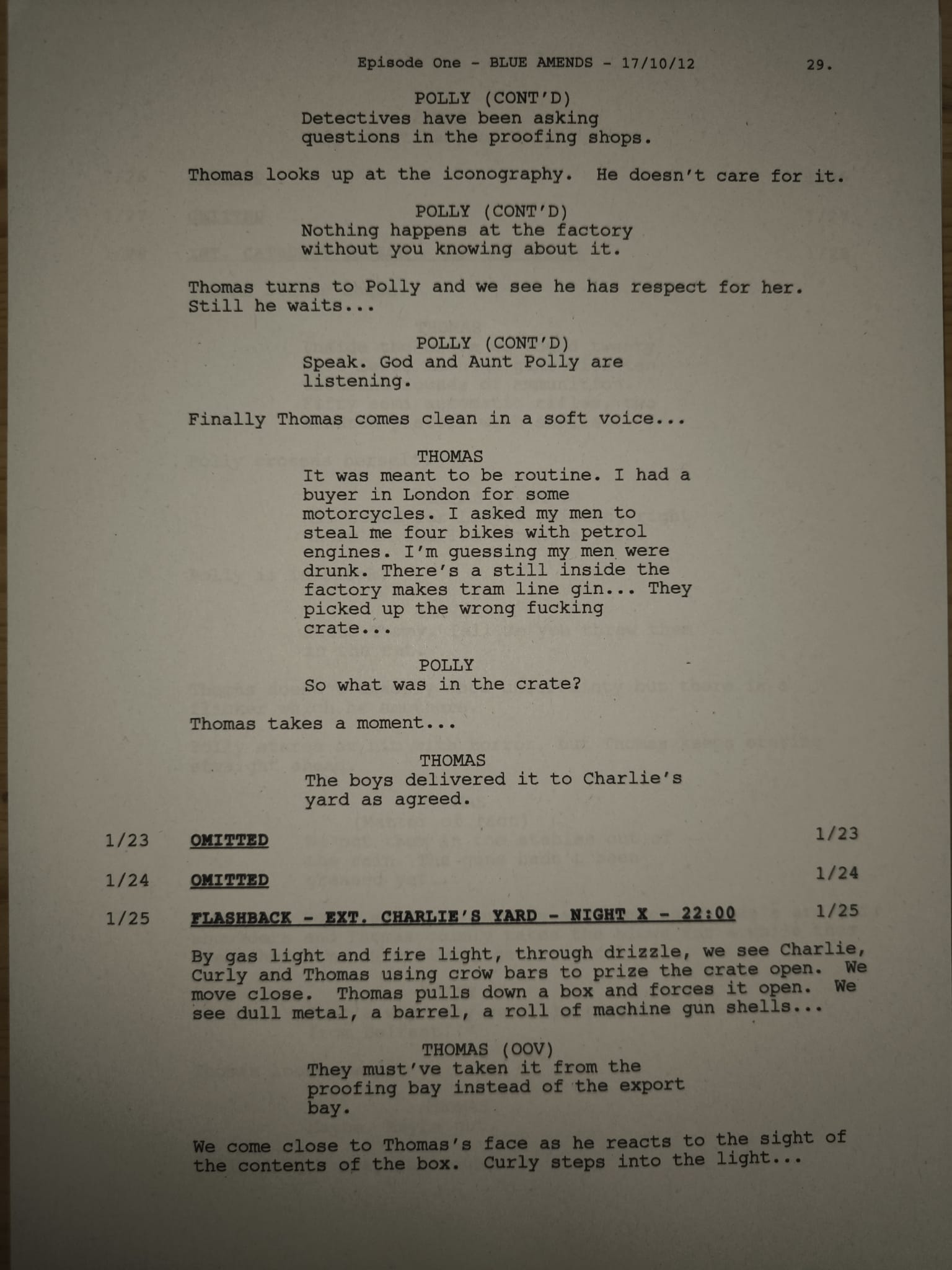 Guión Peaky Blainders - Temporada 1, Episodio 1