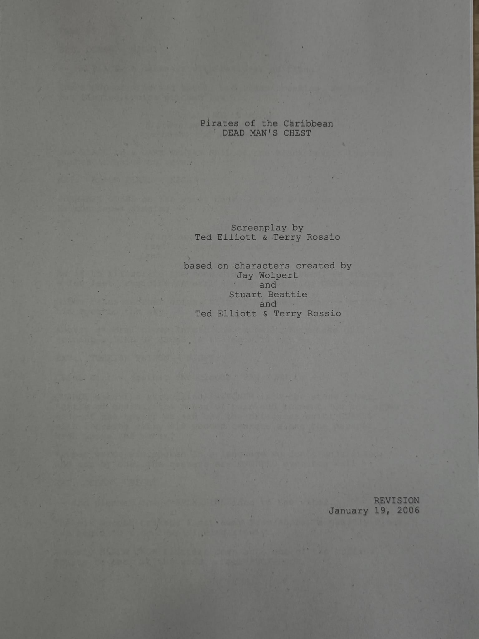 Guión Piratas del Caribe – El Cofre del Hombre Muerto