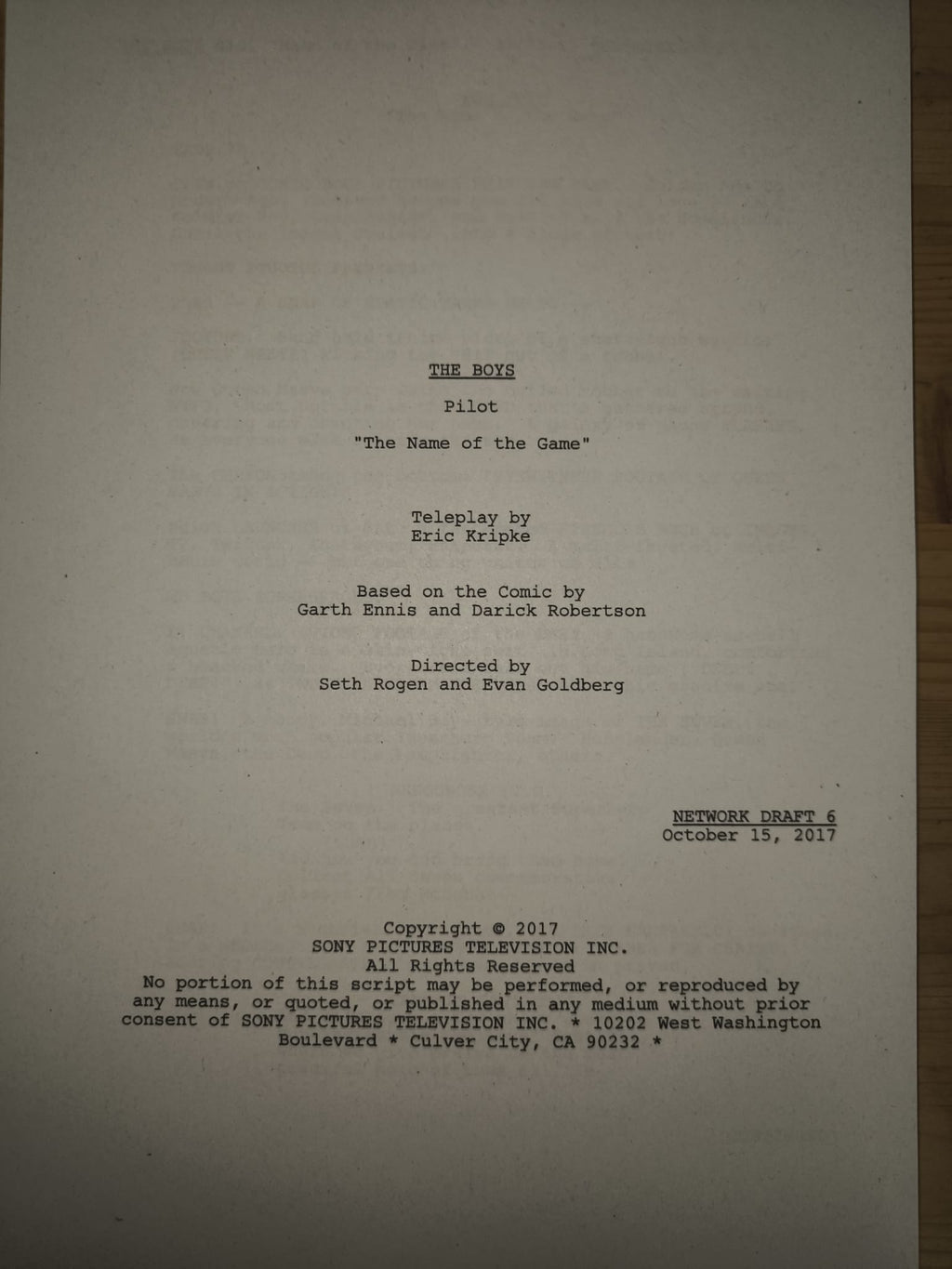 Guión The Boys - Temporada 1, Episodio 1 (Piloto)