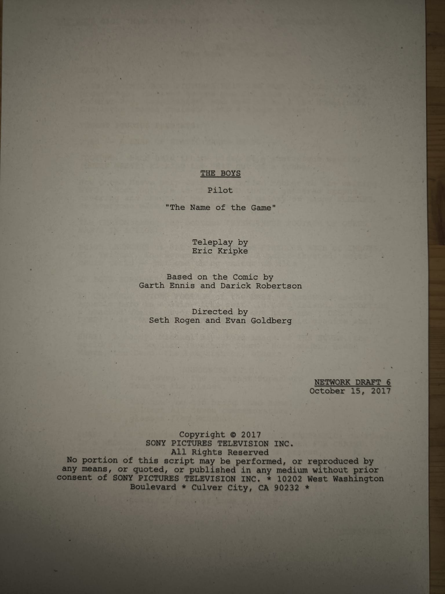 Guión The Boys - Temporada 1, Episodio 1 (Piloto)