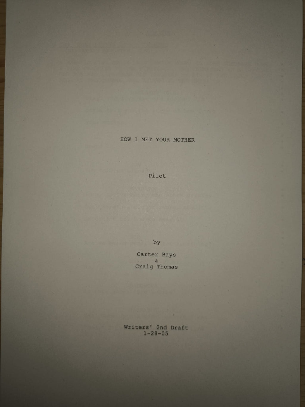 Guión como conocí a vuestra madre – Episodio Piloto
