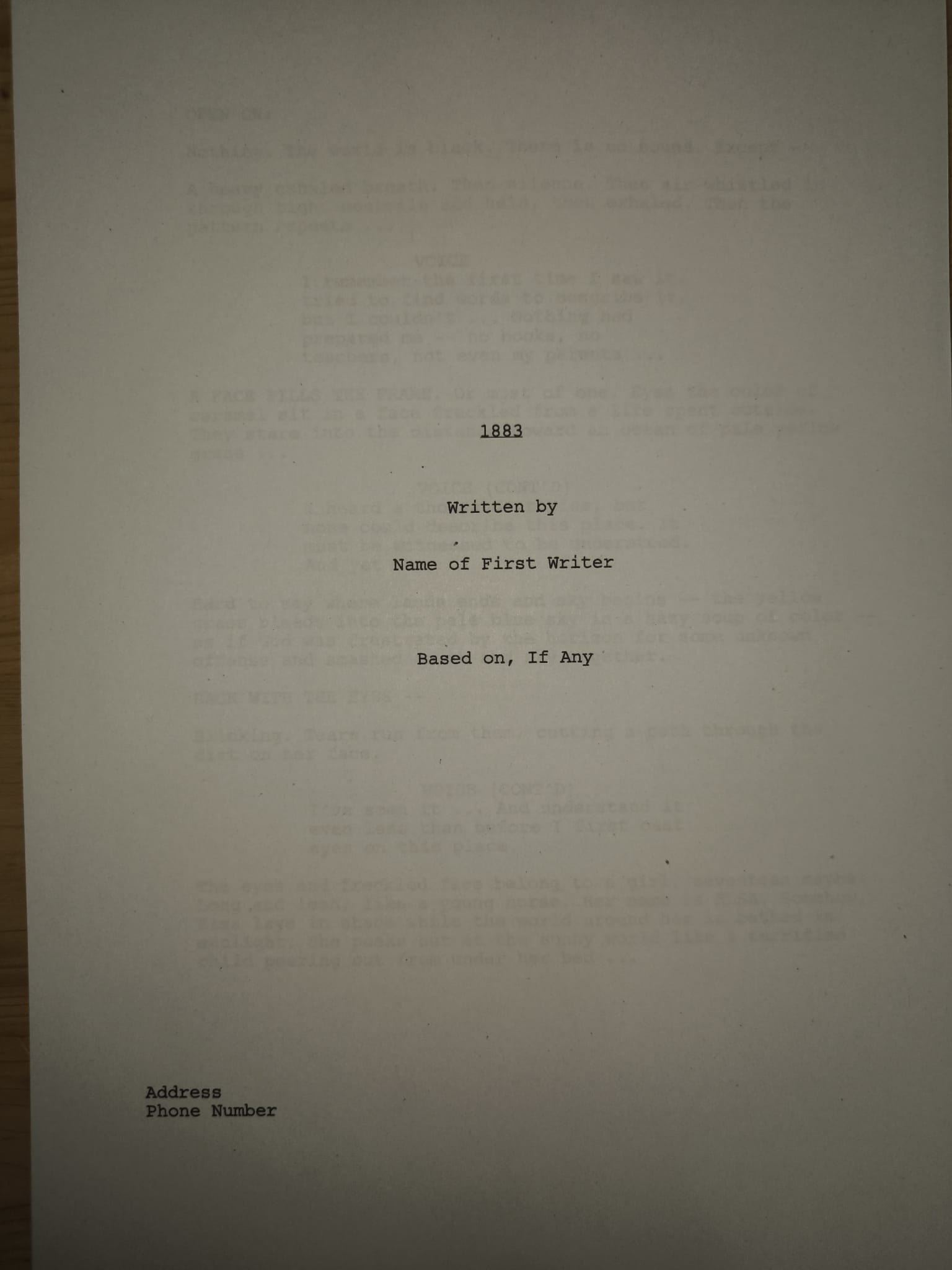 Guión 1883 – Episodio Piloto