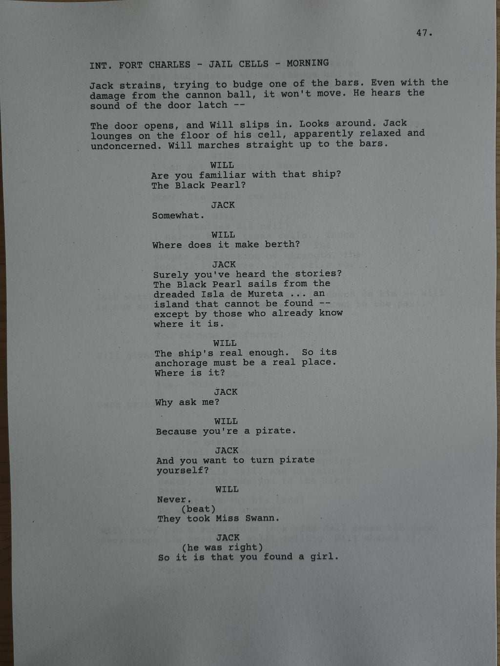 Guión Piratas del Caribe – La Perla Negra