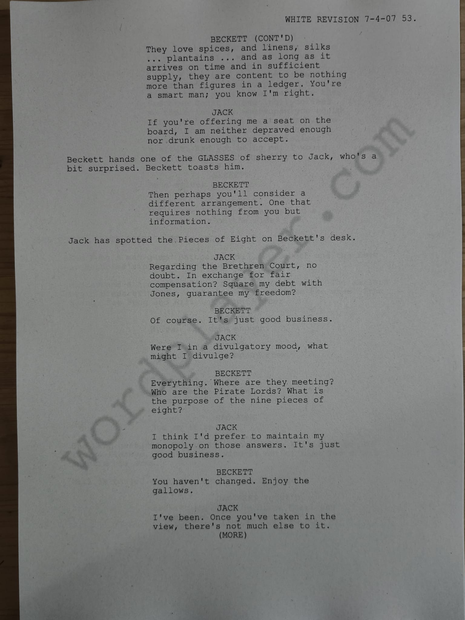 Guión Piratas del Caribe – En el Fin del Mundo