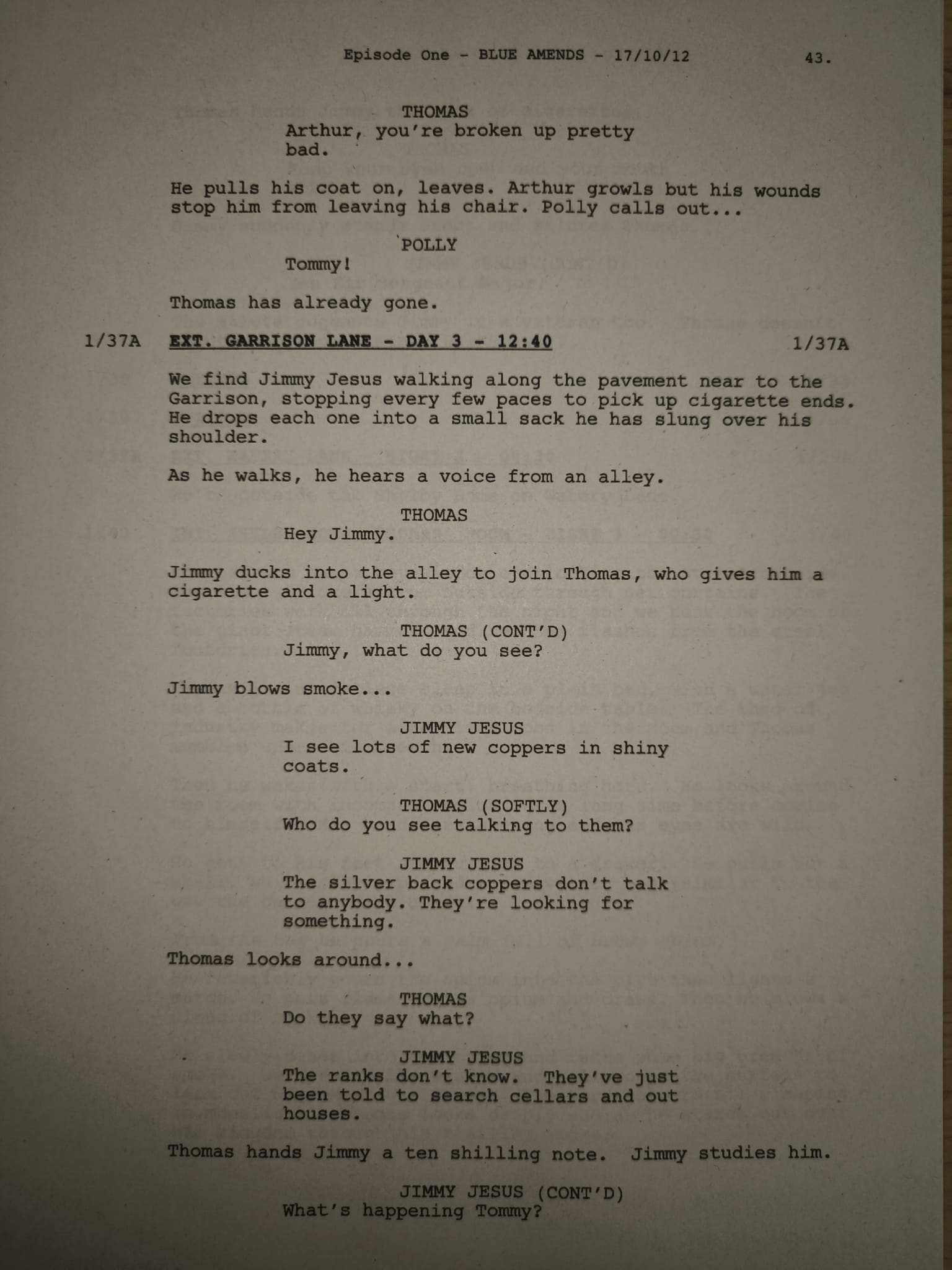 Guión Peaky Blainders - Temporada 1, Episodio 1