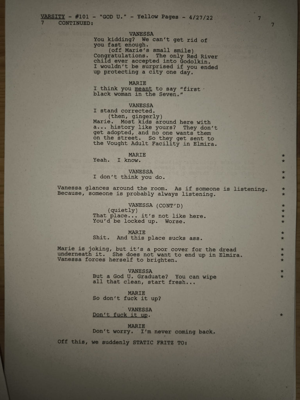 Guión Gen V - Temporada 1, Episodio 1