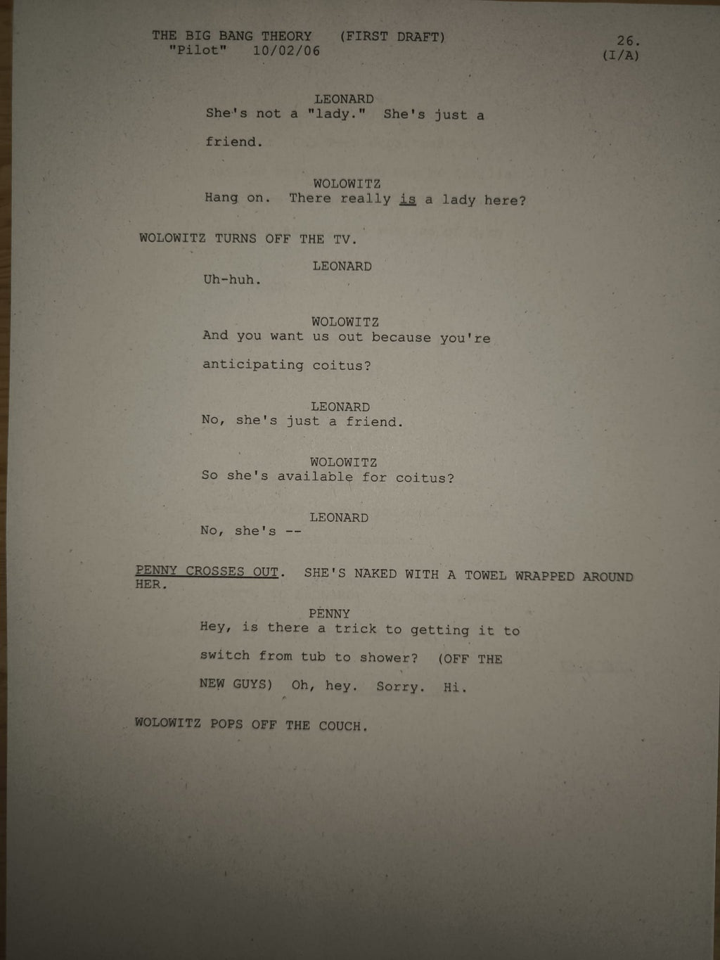 Guión The Big Bang Theory – T1 Ep.1 (Piloto)