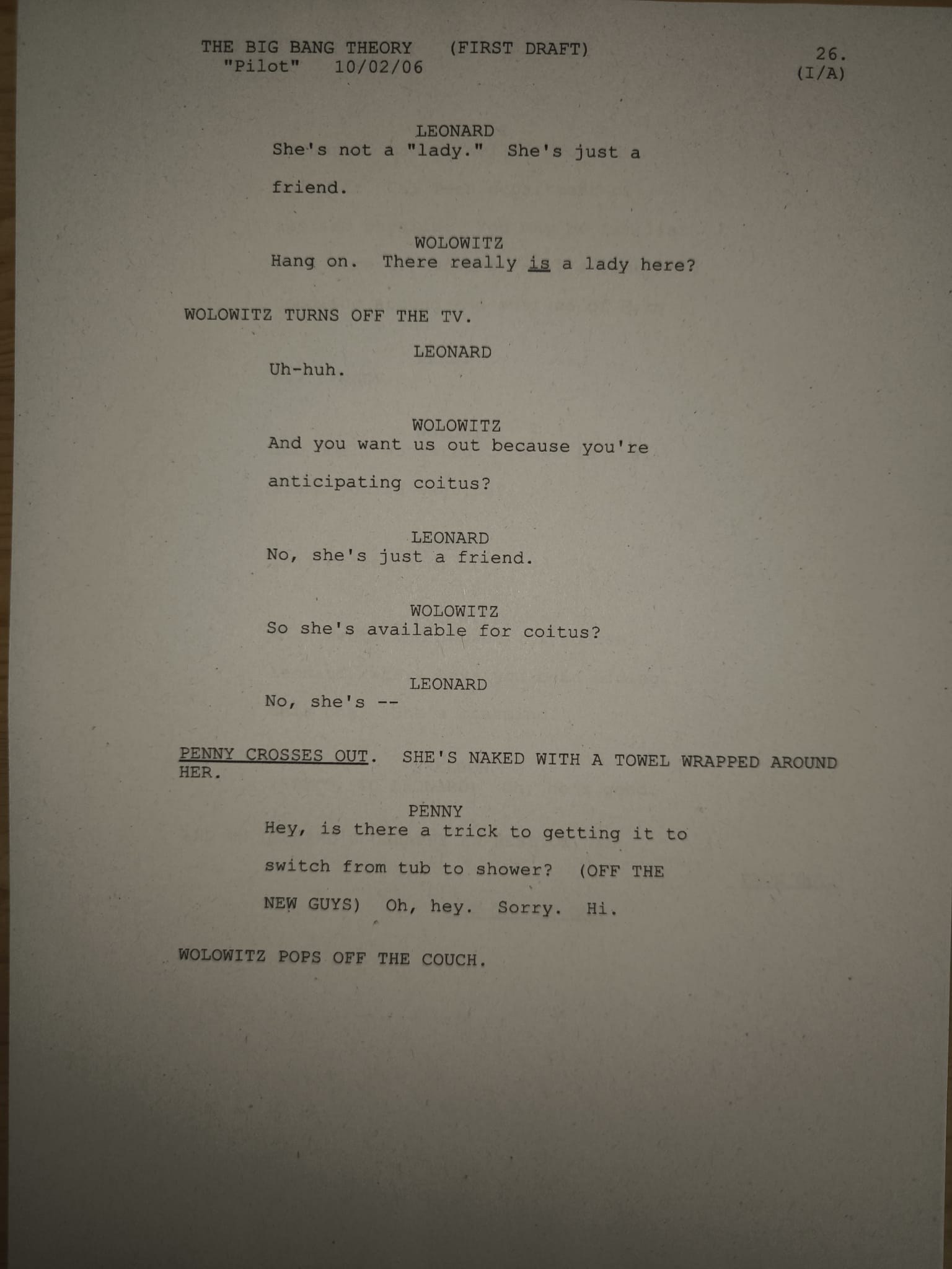Guión The Big Bang Theory – T1 Ep.1 (Piloto)