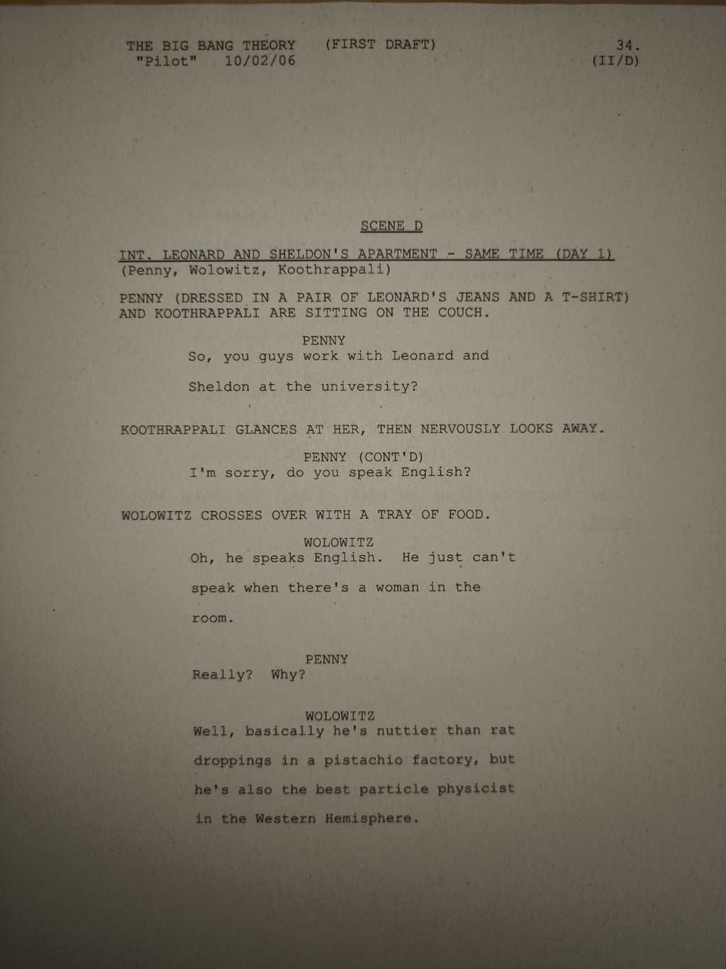 Guión The Big Bang Theory – T1 Ep.1 (Piloto)