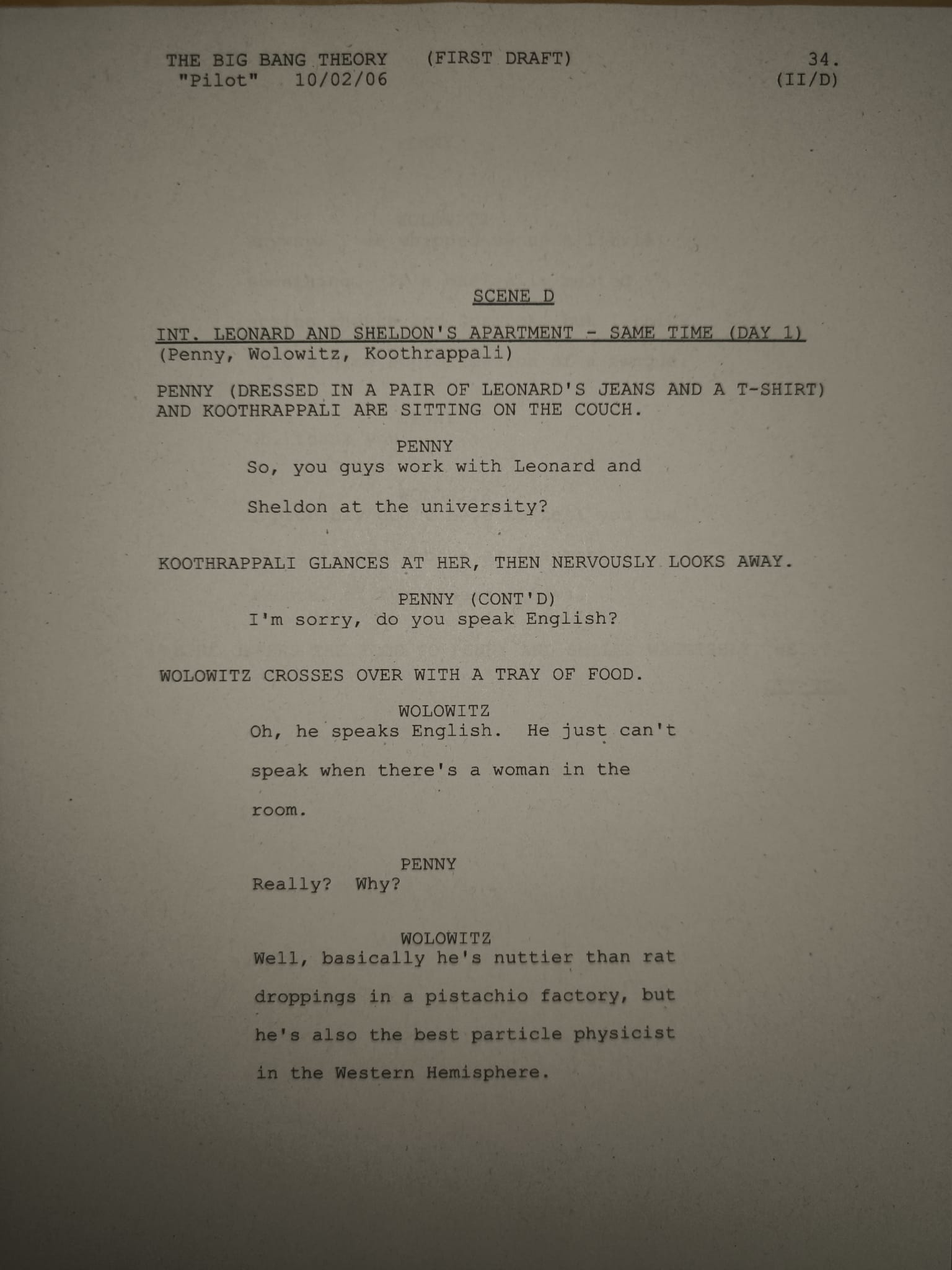 Guión The Big Bang Theory – T1 Ep.1 (Piloto)