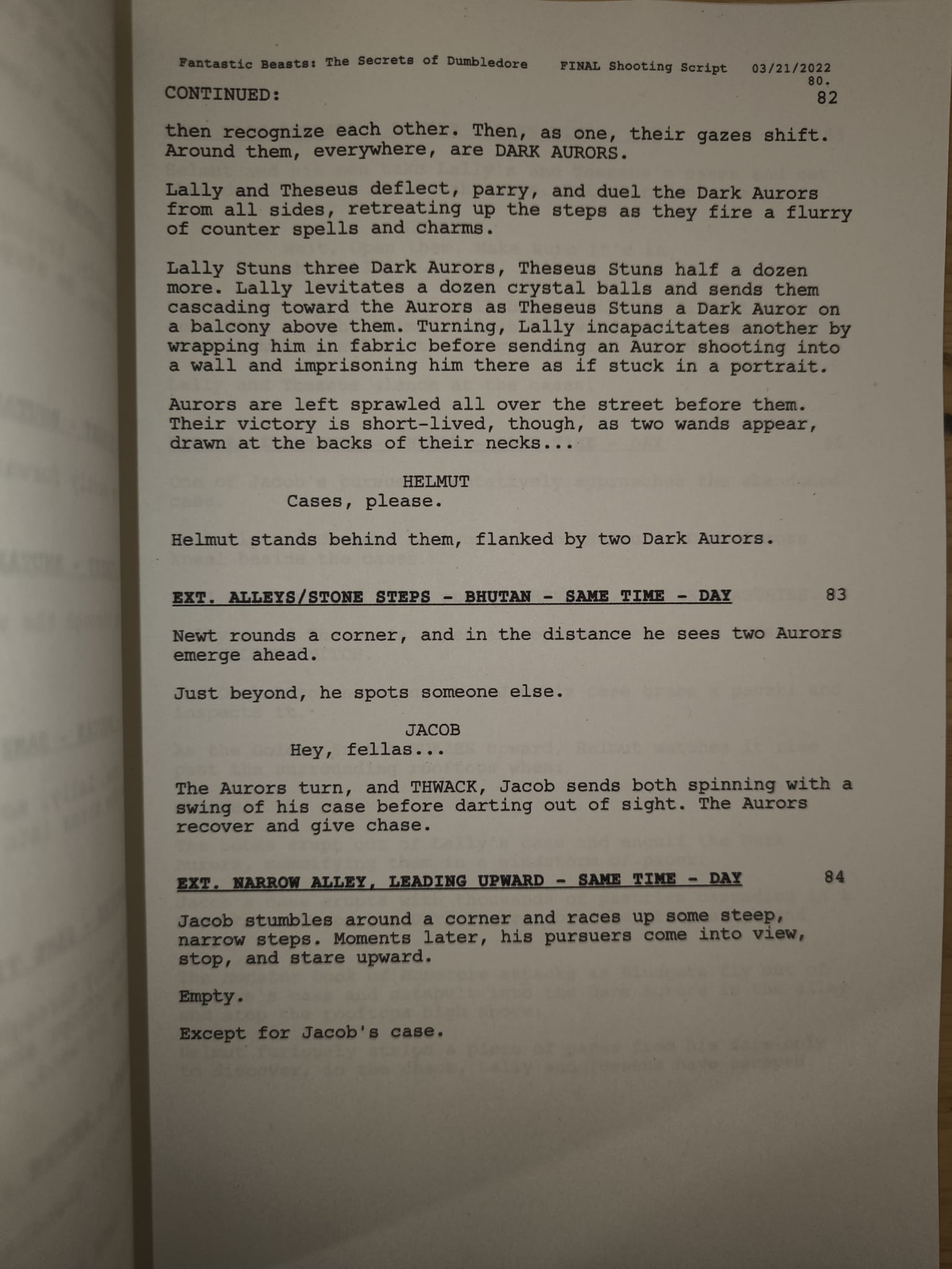 Guión Animales fantásticos: Los secretos de Dumbledore.