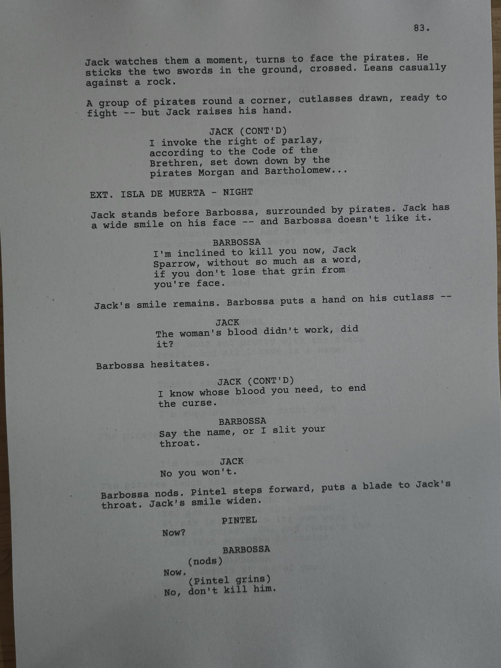 Guión Piratas del Caribe – La Perla Negra