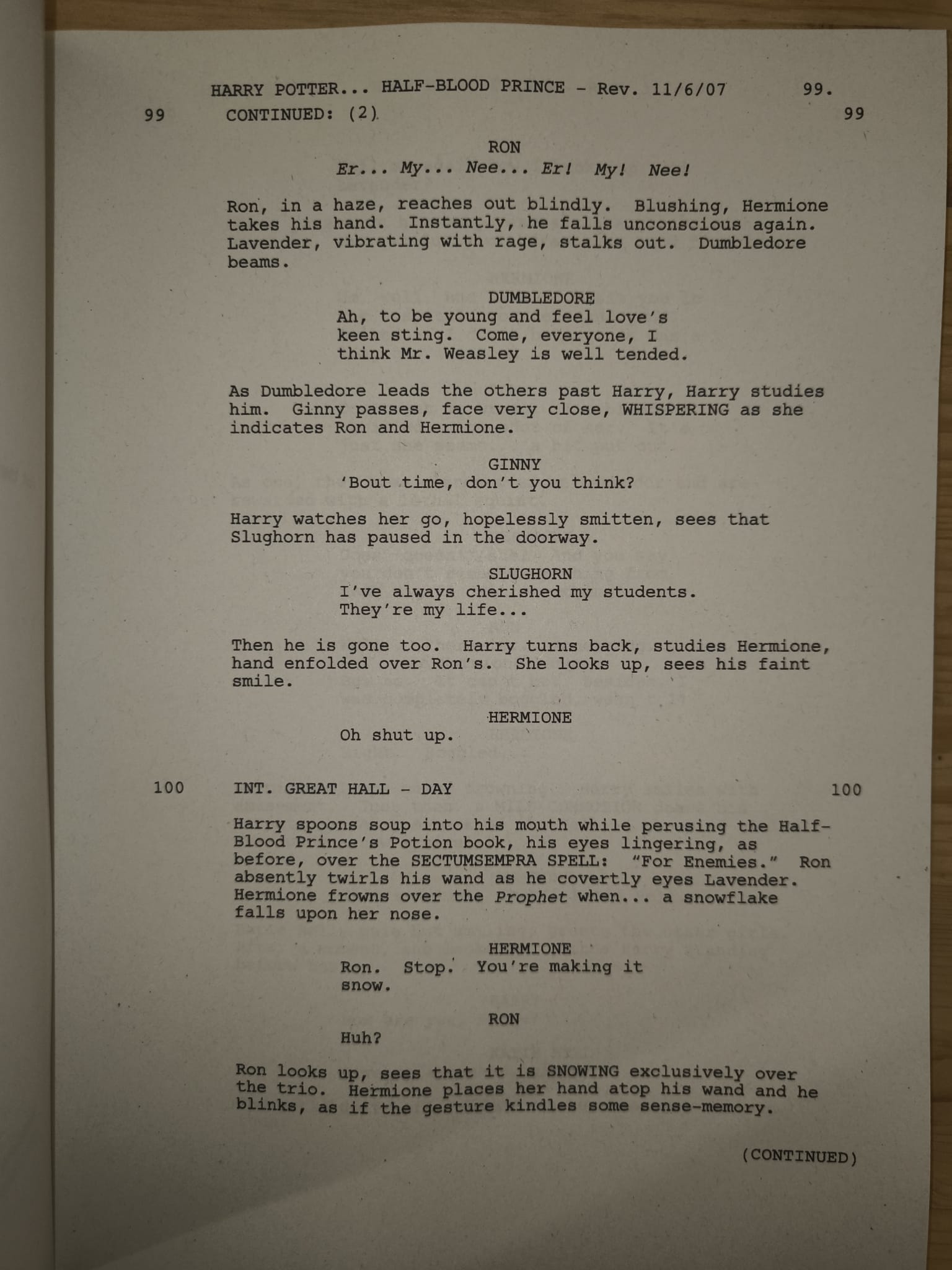 Guión Harry Potter y el Misterio del Príncipe