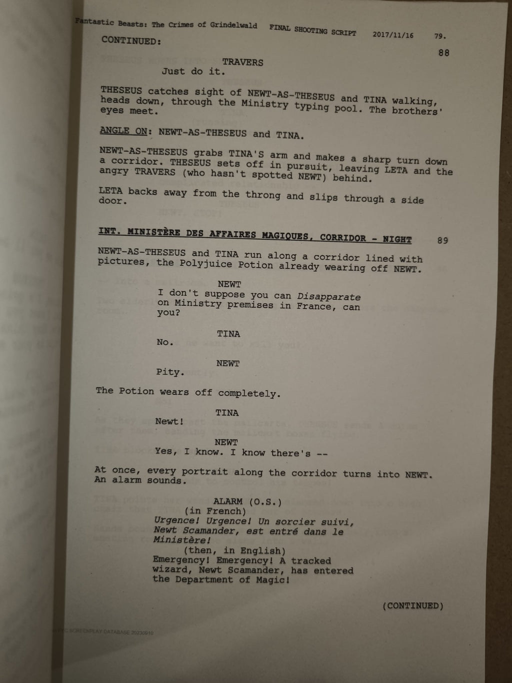 Guión Animales fantásticos: Los crímenes de Grindelwald