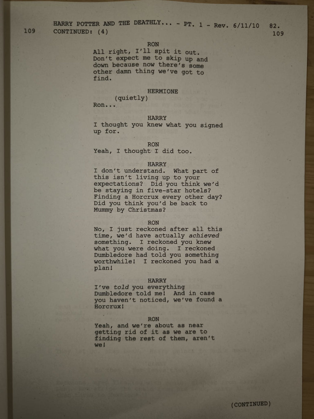 Guión Harry Potter y las Reliquias de la Muerte – Parte 1