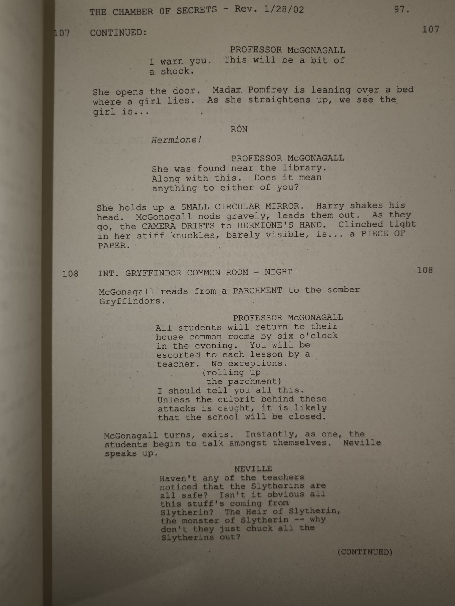 Harry Potter y la Cámara Secreta.