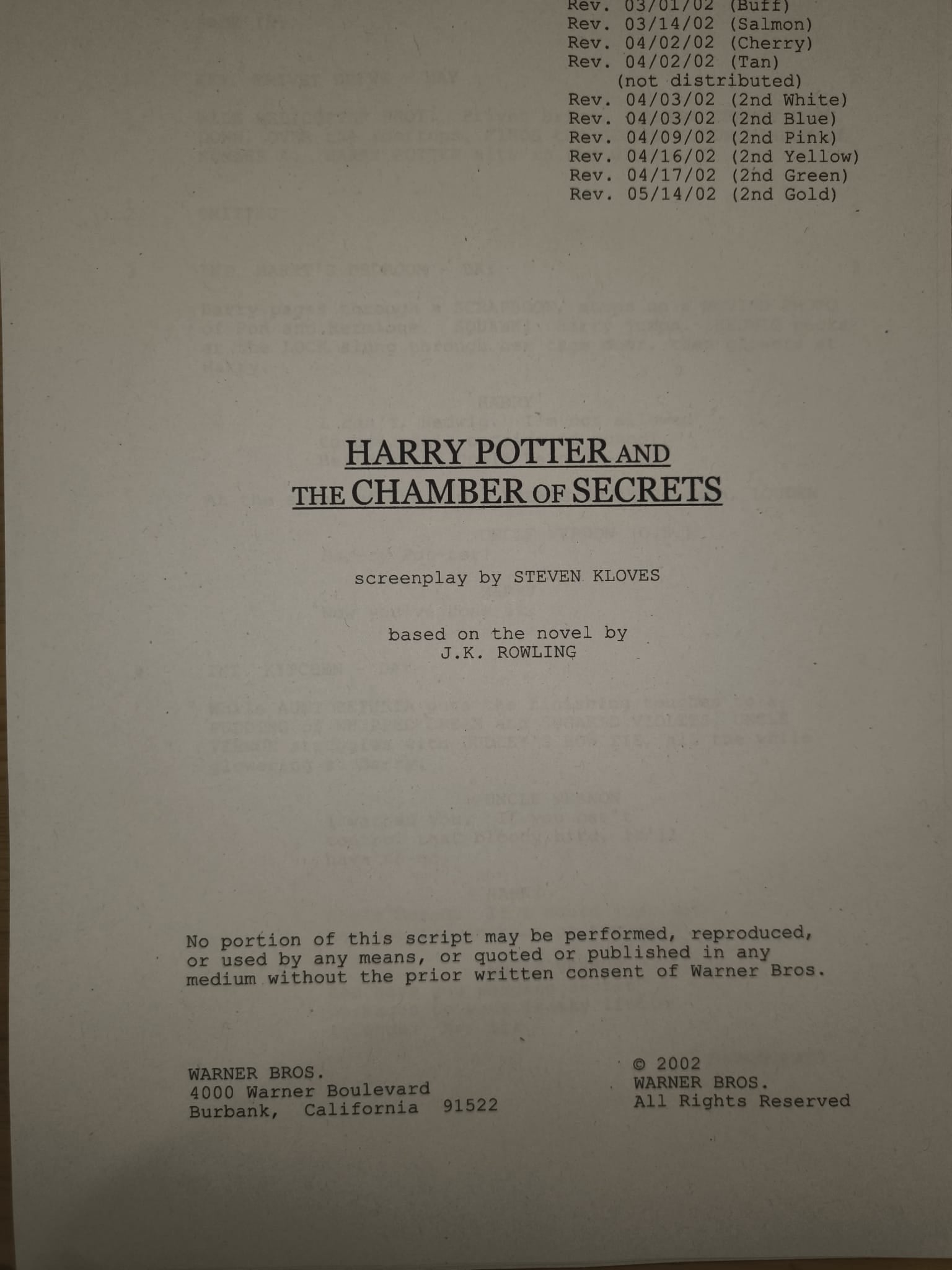 Harry Potter y la Cámara Secreta.