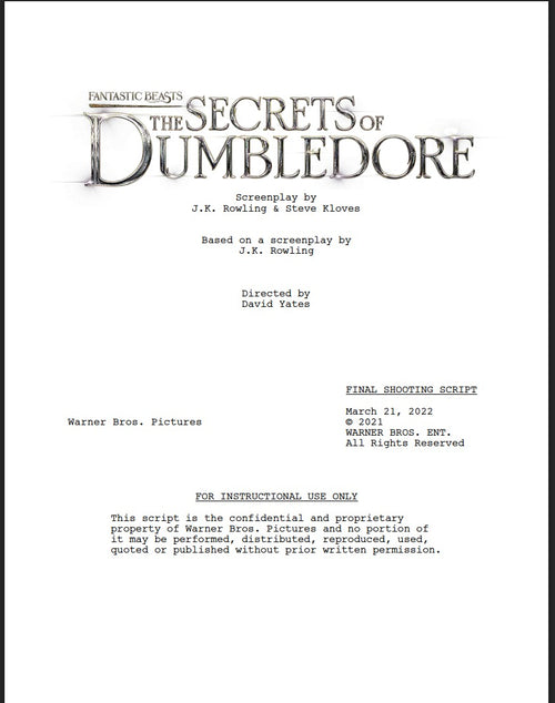 Guión Animales fantásticos: Los secretos de Dumbledore.