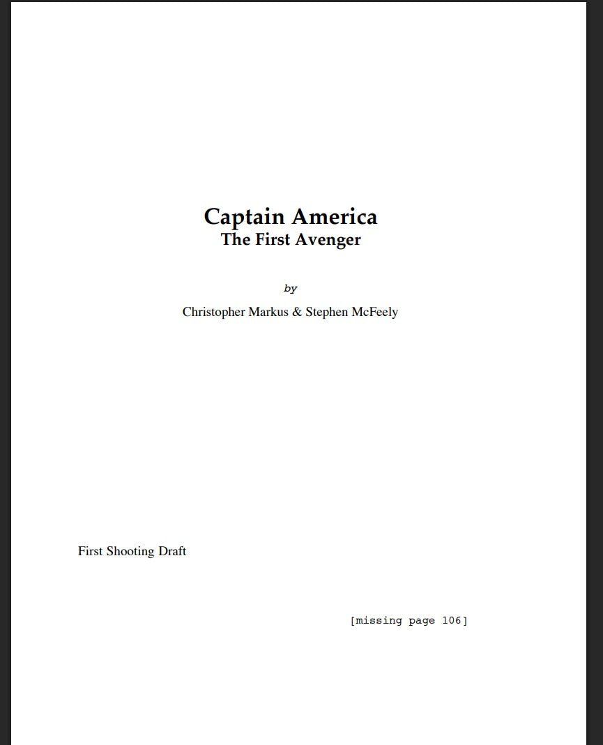 Guión Captain America: The First Avenger