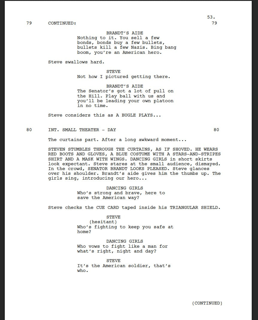 Guión Captain America: The First Avenger