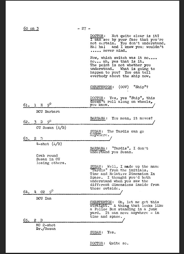 Replica del Guion original – Doctor Who (1963)Episodio 1: An Unearthly Child