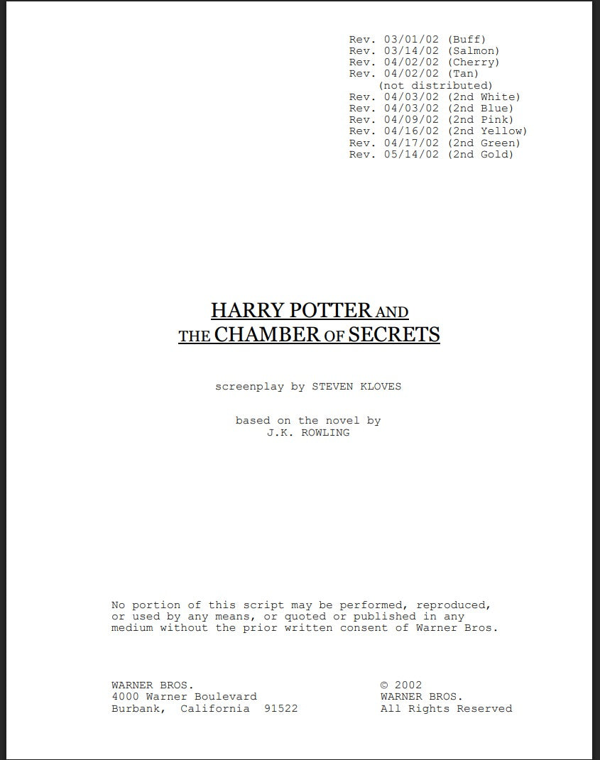 Harry Potter y la Cámara Secreta.