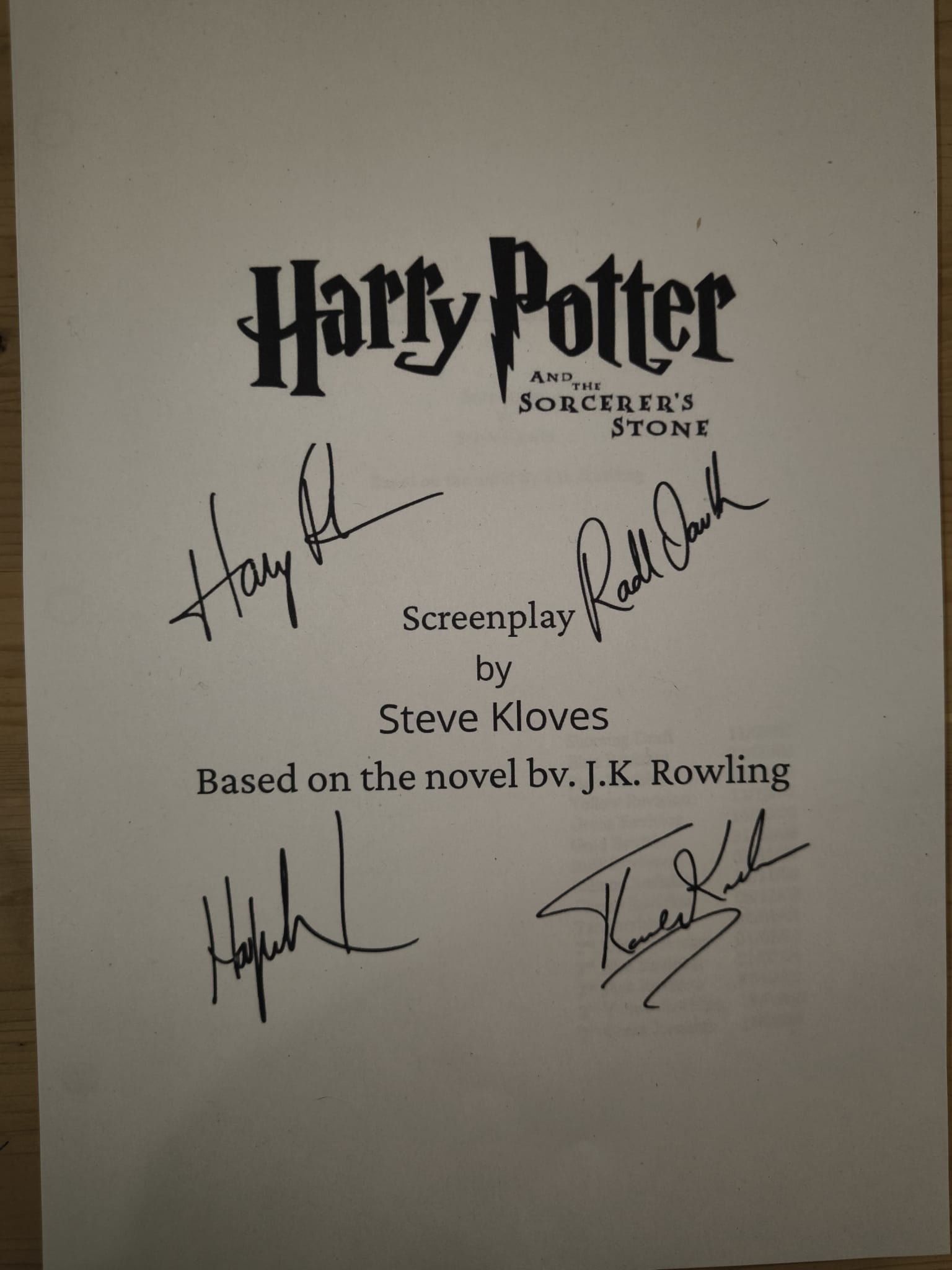 Guión Harry Potter y la piedra filosofal