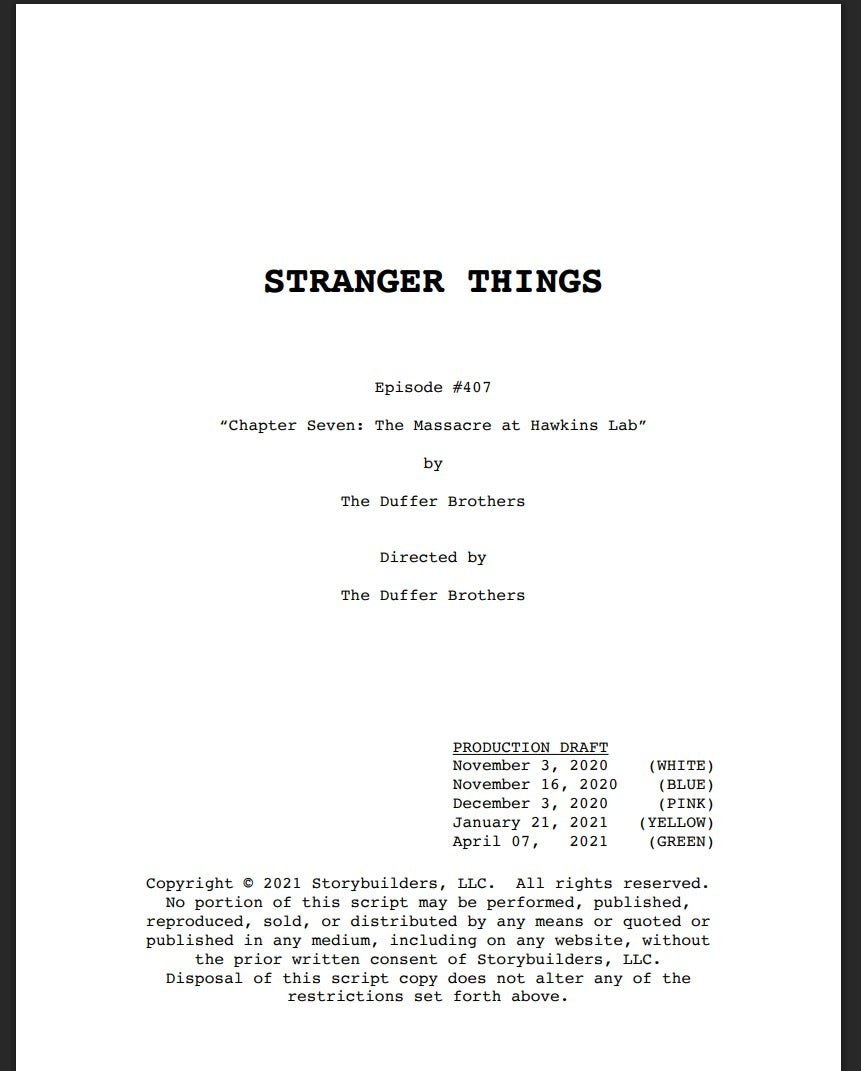 Guión Stranger Things – Temporada 4, Episodio 7