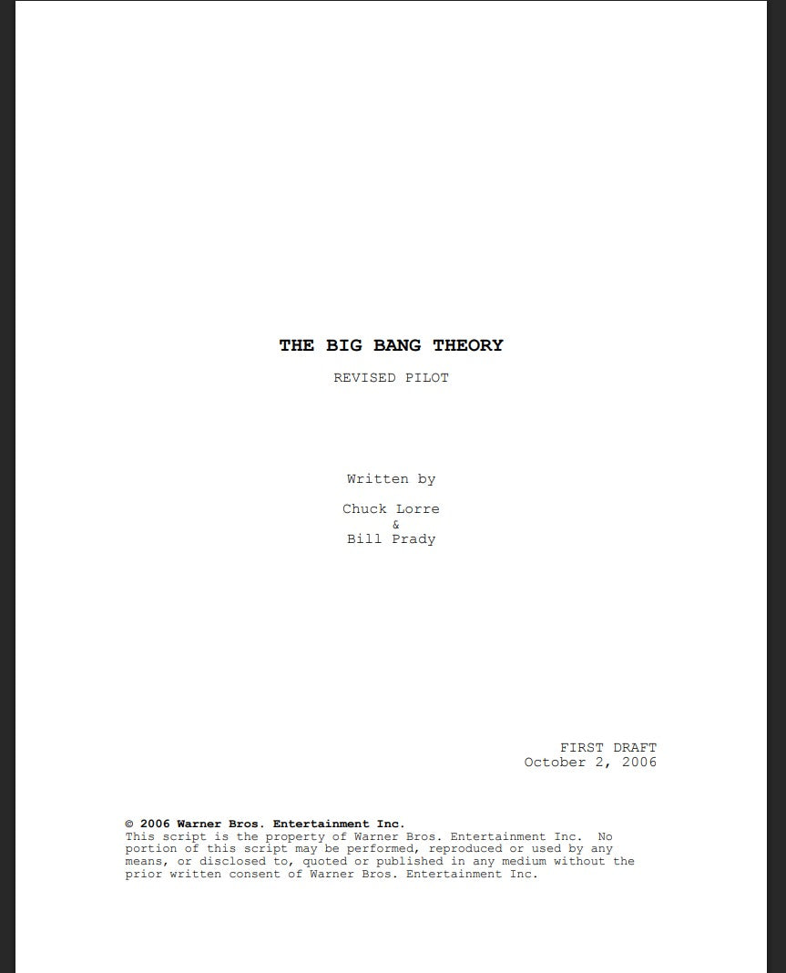 Guión The Big Bang Theory – T1 Ep.1 (Piloto)