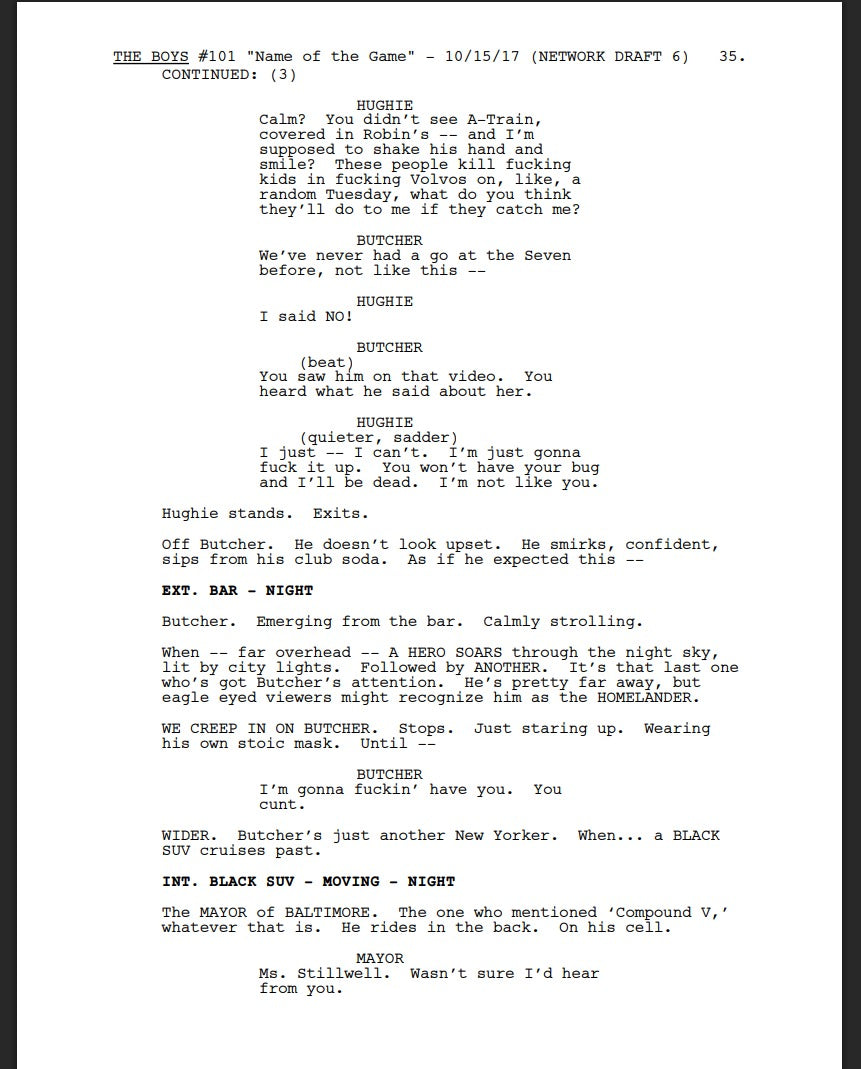 Guión The Boys - Temporada 1, Episodio 1 (Piloto)