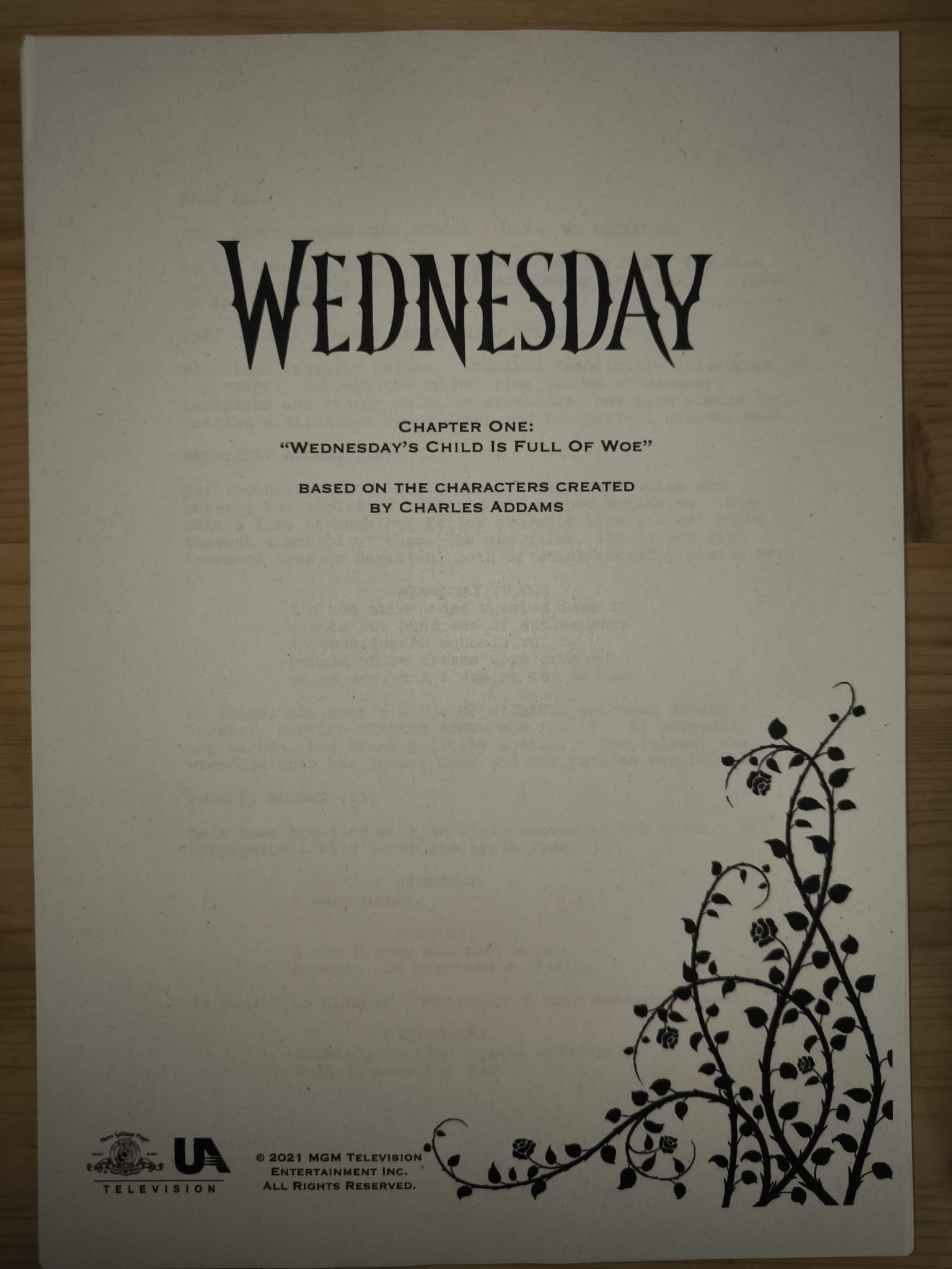 Guión wednesday – Temporada 1, Episodio 1 (Piloto)