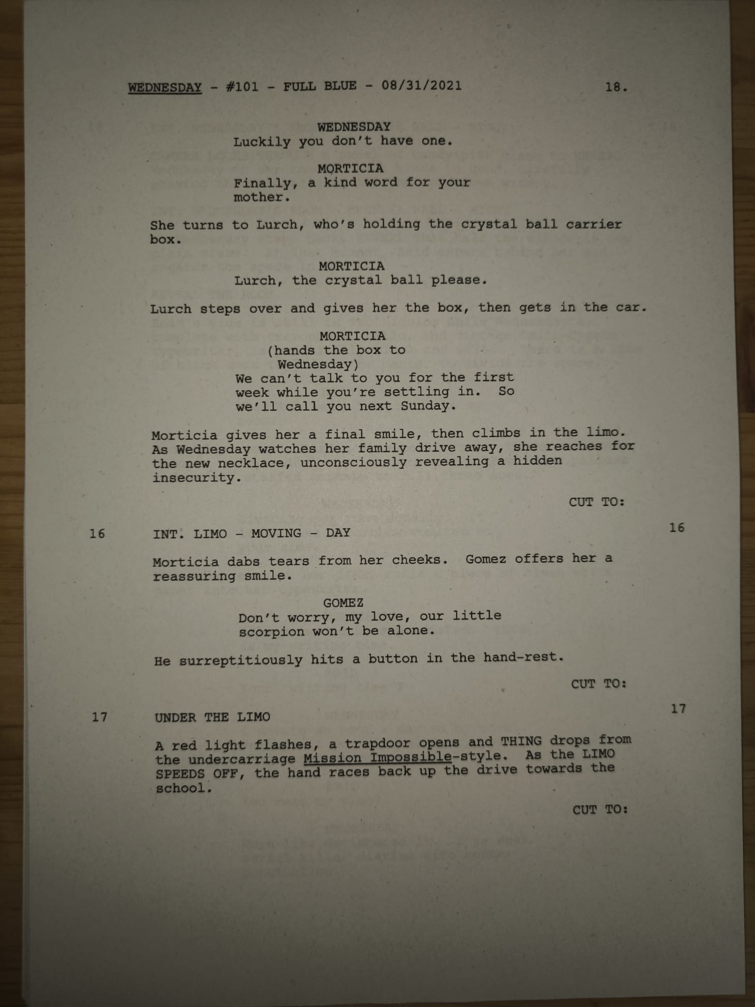 Guión wednesday – Temporada 1, Episodio 1 (Piloto)